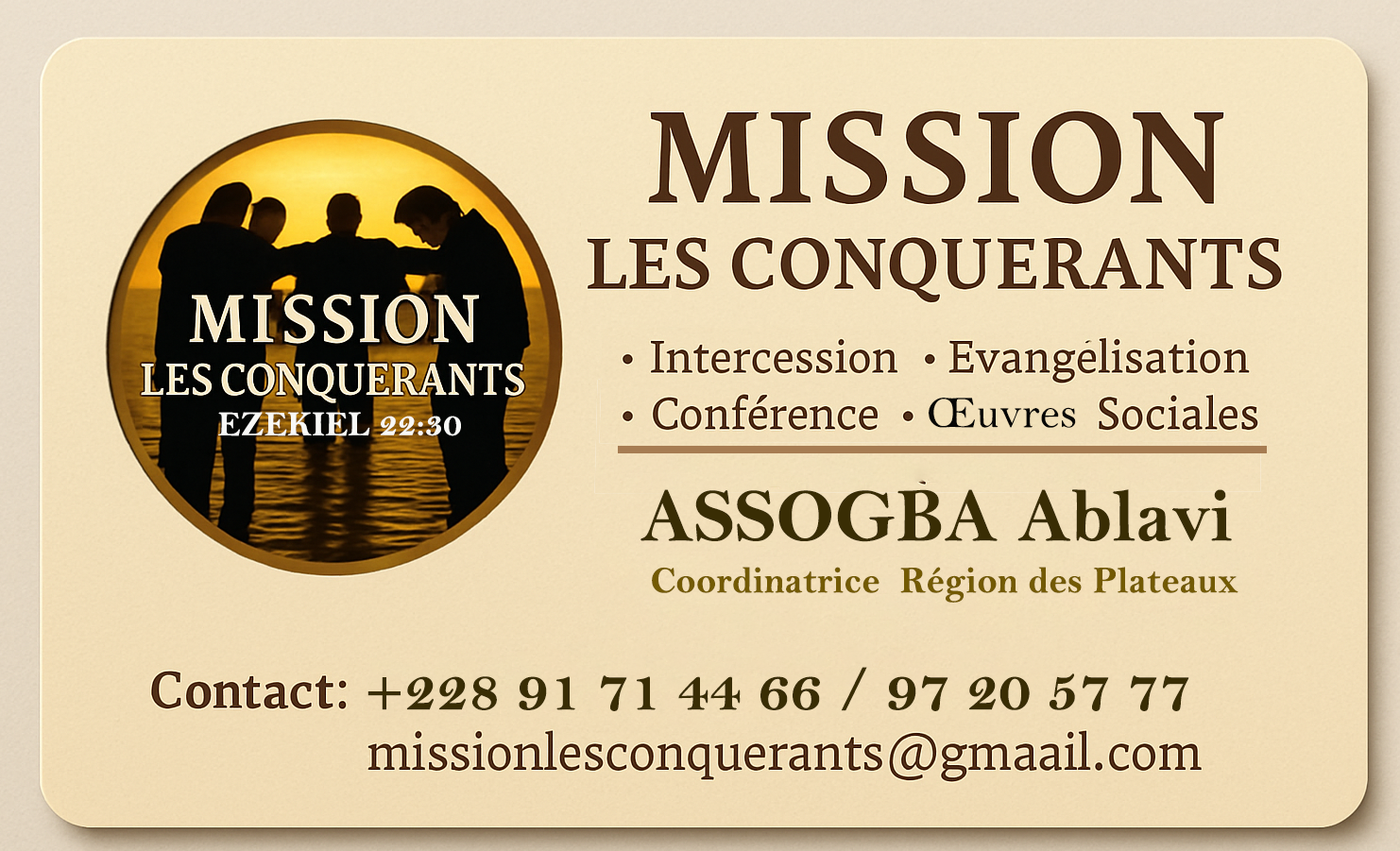 Carte de visite Conquérante Makafui